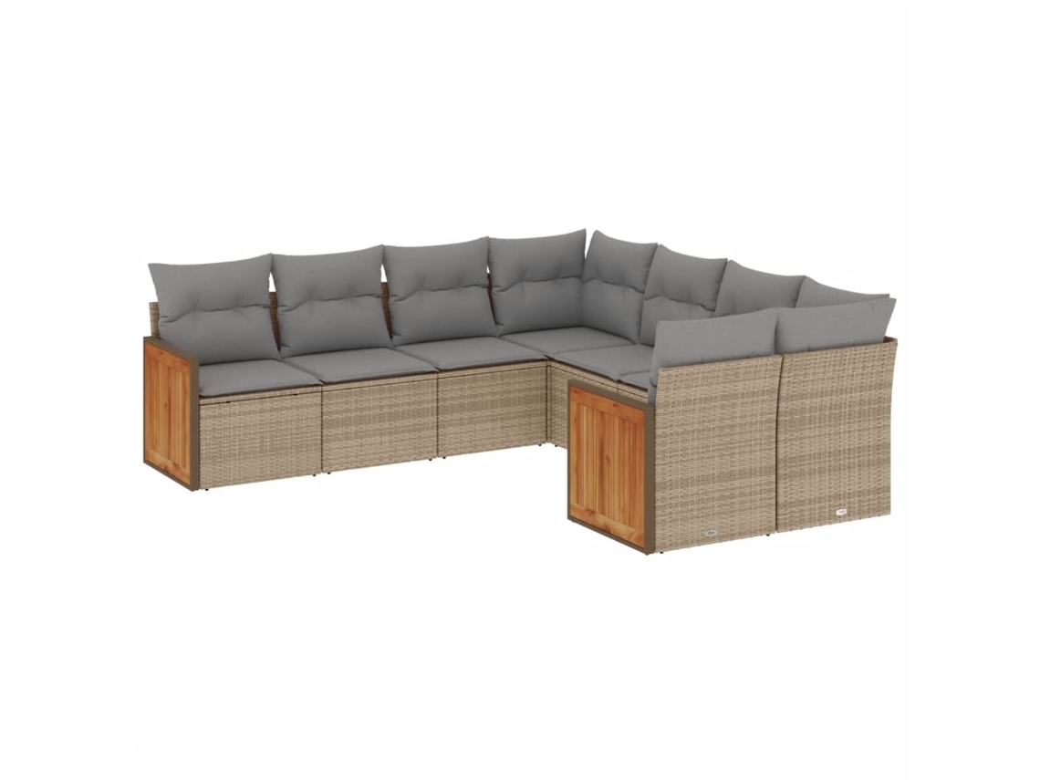 Conjunto de 8 Sofás para Jardim com Almofadões Vime Pe Bege MAISON EXCLUSIVE (8 pcs)
