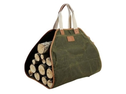 Bolsa Transportadora de Leña de Lona Encerada com Mango de Couro | S/MARCA