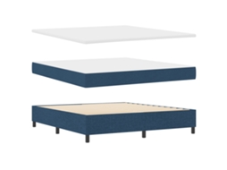 Cama Bospring Com Colchão & Banco Azul Tecido Vidaxl Azul-marinho Fabric (180x200 Cm)