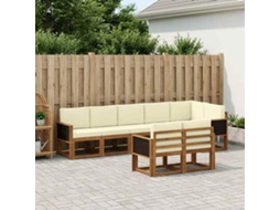Vidaxl Conjunto De Sofás Para Exterior 8 Pcs Natural E Creme Poliéster