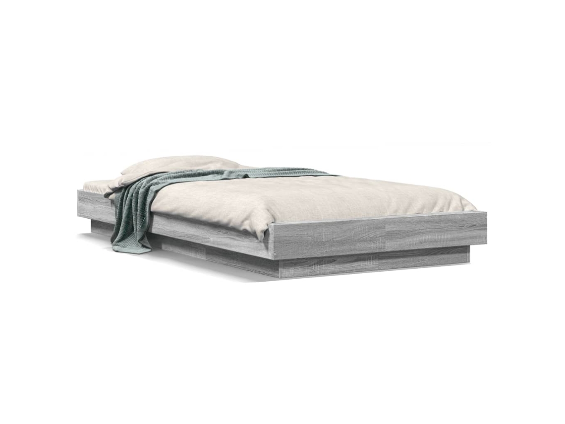 Estrutura Cama com Luzes Led Derivados Madeira Cinzento Sonoma MAISON EXCLUSIVE