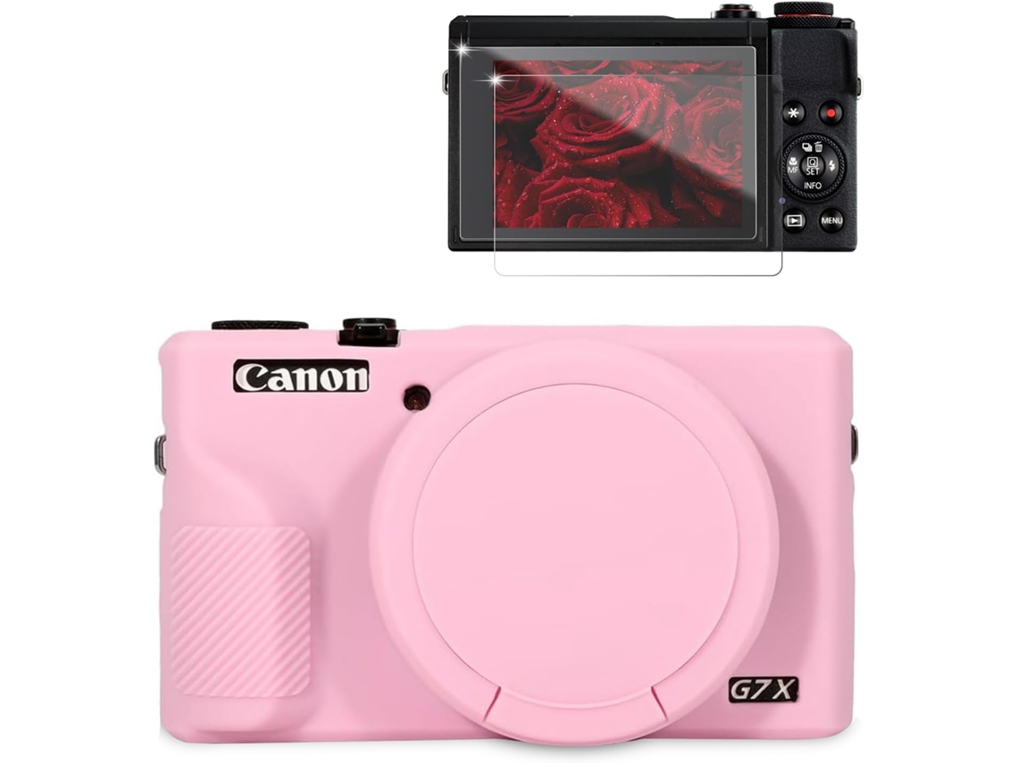 Capa Silicone HEXINYIGJLY para Canon G7x Mark Iiitampa Removível, Película, Anti Risco, Rosa