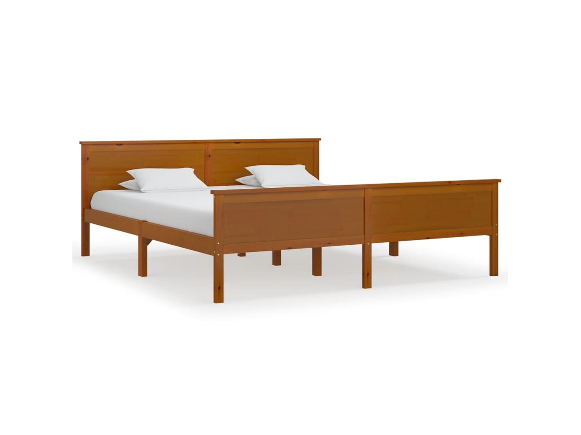 Estrutura de cama VIDA XL madeira pinho maciço castanho mel (180x200 cm)
