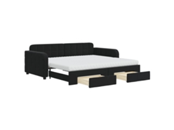 Daybed With Trundle, Daybeds With Trundles Vidaxl Preto Veludo (90 X 190 Cm)