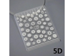 Sticker de Unha 3d com Floco de Neve de Natal Laser, Strass Brilhante e Relevo 5d Autoadesivo