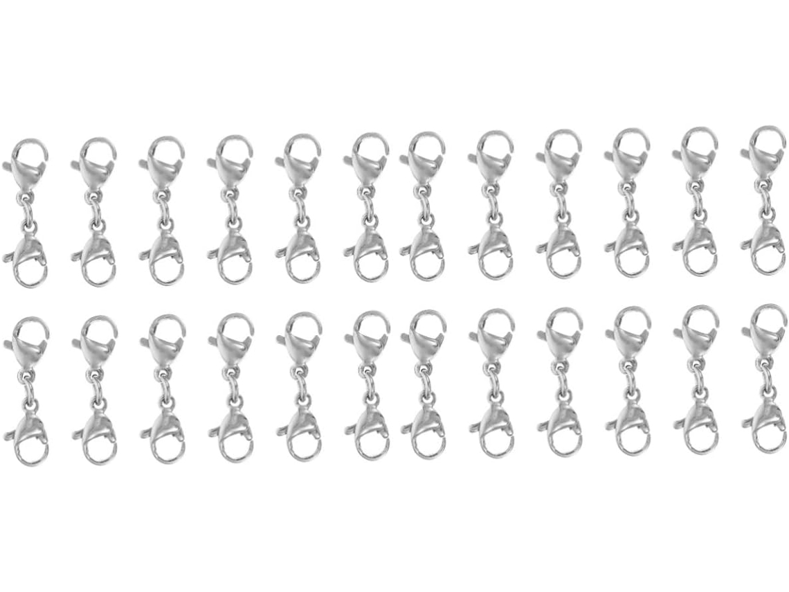 Nuobesty De 50 Fechos Lagosta Em Aço Inoxidável Para Extensão De Colares E Pulseiras