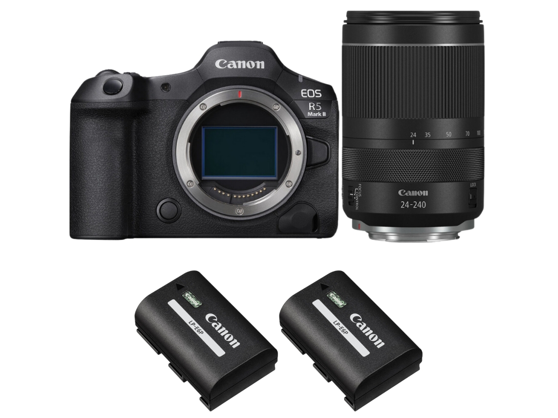 Eos R5 Mark Ii + Rf 24 240mm F/4 6.3 Is Usm + 2 Canon Lp e6p + Ebook “20 Dicas para Fotos Que Impressionam” CANON
