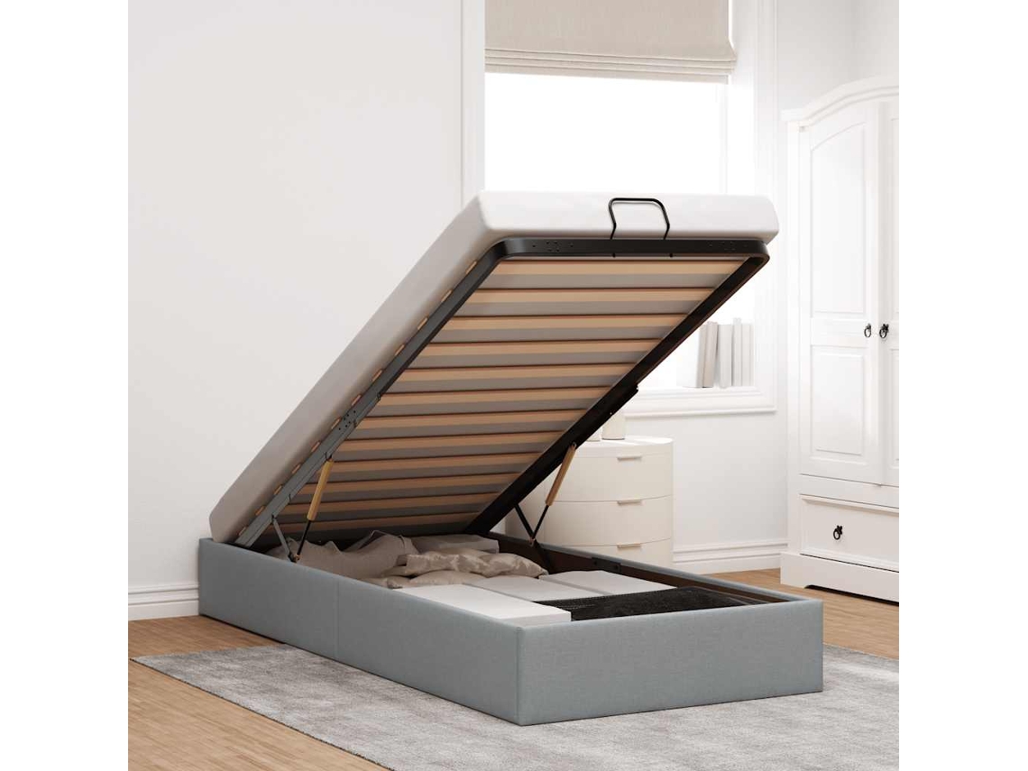 Vidaxl Estrutura De Cama Otomana Sem Colchão 90x190 Cm Cinzento Claro