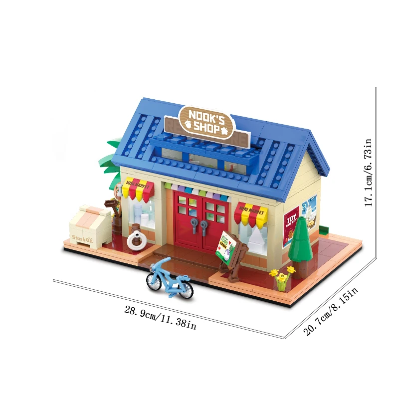Conjunto de Blocos de Montar para Montar Casa e Loja da Série ''cena de Rua da Cidade'' MDUG (840 Peças)