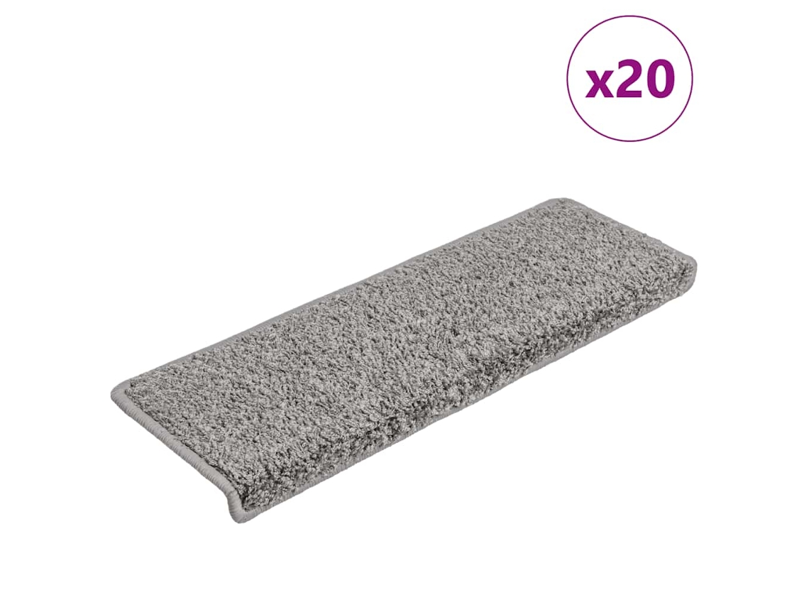 Vidaxl Tapetes De Escada 20 Peças 65x21x4 Cm Cinza Com Borda Retangular