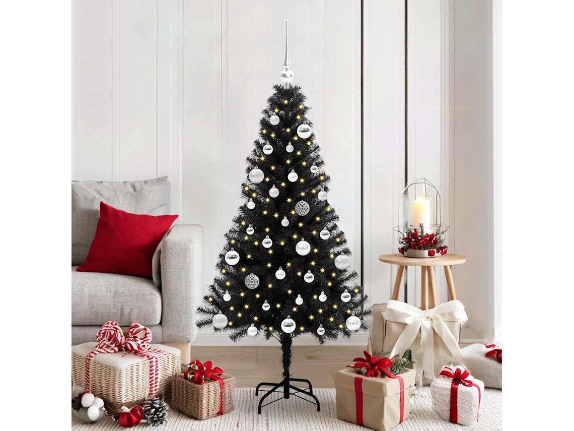 Vidaxl Árvore De Natal Preto 150 Cm Pvc