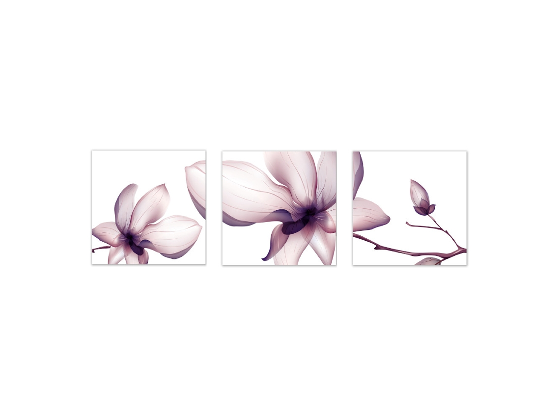 Laxiscreed Conjunto De 3 Impressões De Tela De Pintura A Óleo Decorativa De Flores Elegantes Para Casa De Estilo Chinês