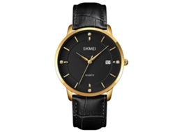 Relógio De Quartzo Casual Masculino Skmei 1801 Com Calendário (dourado E Branco)