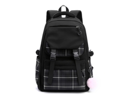 Mochila Para Computador Campus Schoolbag, Cor Sólida, Simples, Multicamadas, Preta