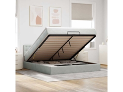 Vidaxl Estrutura de Cama Otomana com Colchão 180x200 Cm Cinzento Claro