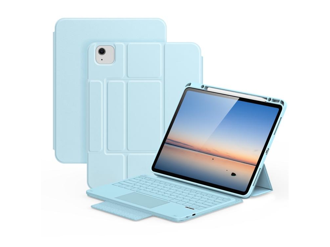 Capa Com Teclado Magnético Sem Fio Couro Vegano Para Ipad Pro 12.9 2018-2022 Português