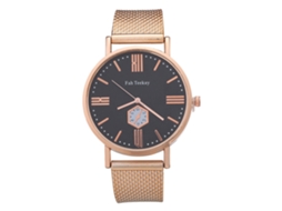 Reloj De Pulsera Para Hombre De Cuarzo Con Correa De Malla Redonda Simple Y Moderno Oro