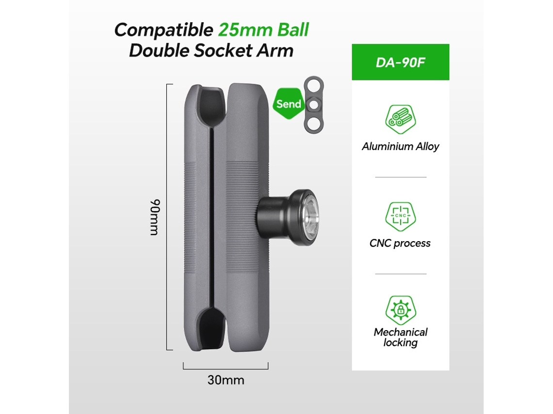 Suporte De Celular Para Bicicleta Fanaue Com Braço Duplo Antifurto Em Alumínio Para Montagem Ram Com Esfera De 25 Mm E Adaptador De 1".