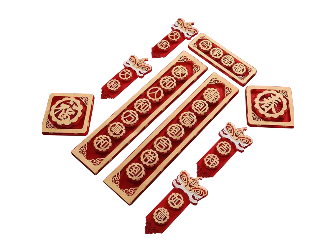Conjunto 9 Decorações Ano Novo Chinês Versos Tradicionais