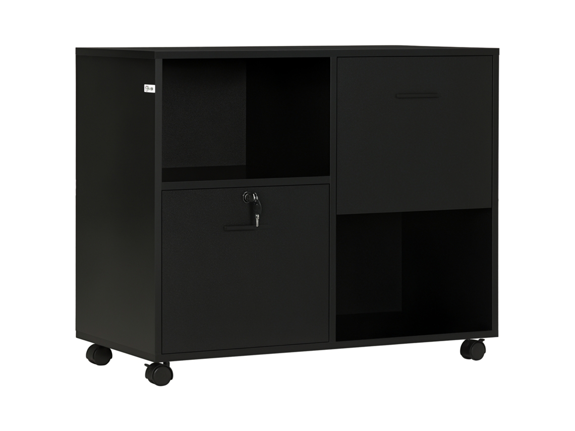 Mesa de Escritório BTFORUS com 2 Gavetas e Prateleiras, rodízios com trava (80x40x66 cm)