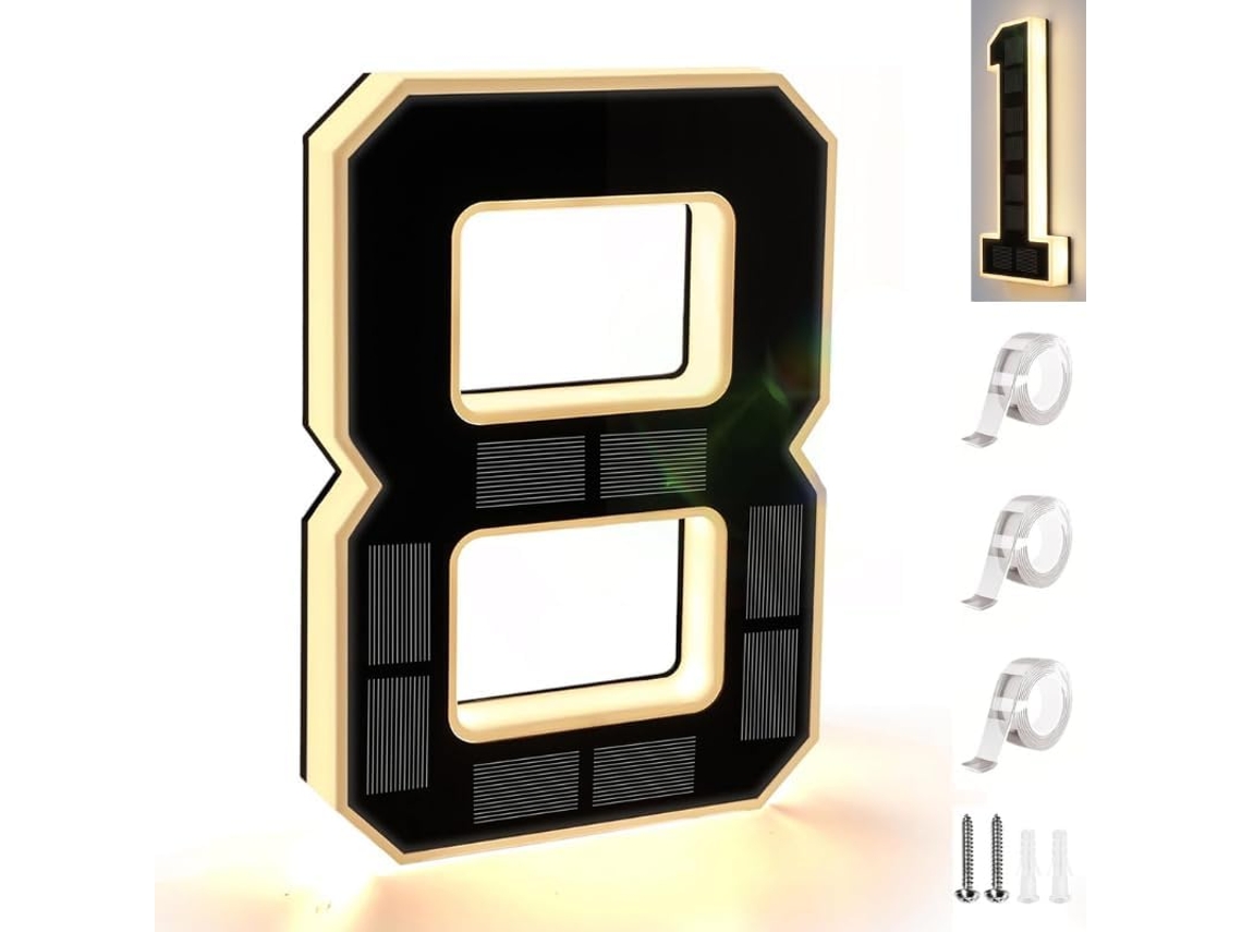 Números De Casa Com Iluminação Led Solar, Placa De Endereço À Prova D Água Ip65
