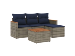 Conjunto de Sofá de Jardim, 5 Peças, Almofadas, Rattan Cinza MAISON EXCLUSIVE