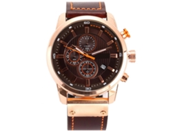 Relógio de pulso masculino Curren com calendário de quartzo e pulseira de couro macio.