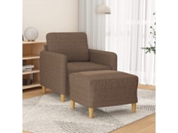 Vidaxl Poltrona Com Apoio De Pés 60 Cm Tecido Castanho