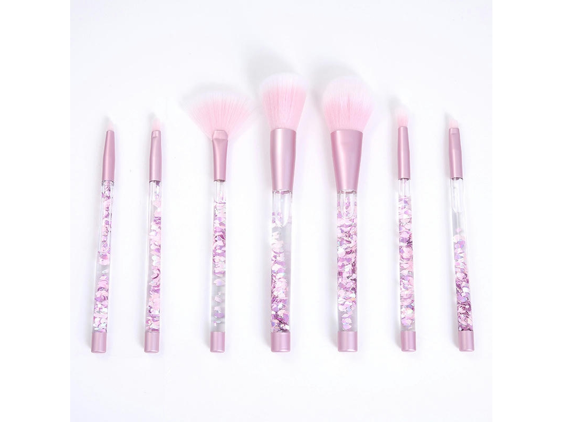 Pincéis de Maquilhagem 7 Peças Conjunto de com Alça de Areia Movediça e Glitter para Base Pó Sombra Pincéis CosméticosPink LUUCOZK