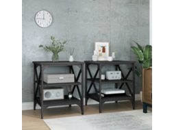 Vidaxl Mesas De Apoio 2 Pcs 40x42x50 Cm Derivados De Madeira Preto