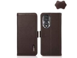 Capa Para Celular For Honor 80 Pro Khazneh Em Couro Cor Lichia Com Fecho Magnético Lateral E Proteção Rfid.