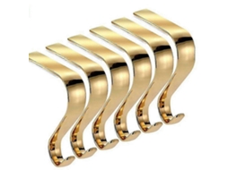 Conjunto De 6 Ganchos De Metal Para Meias De Natal Com Guirlandas Para Lareira Olysi Shop (dourado)