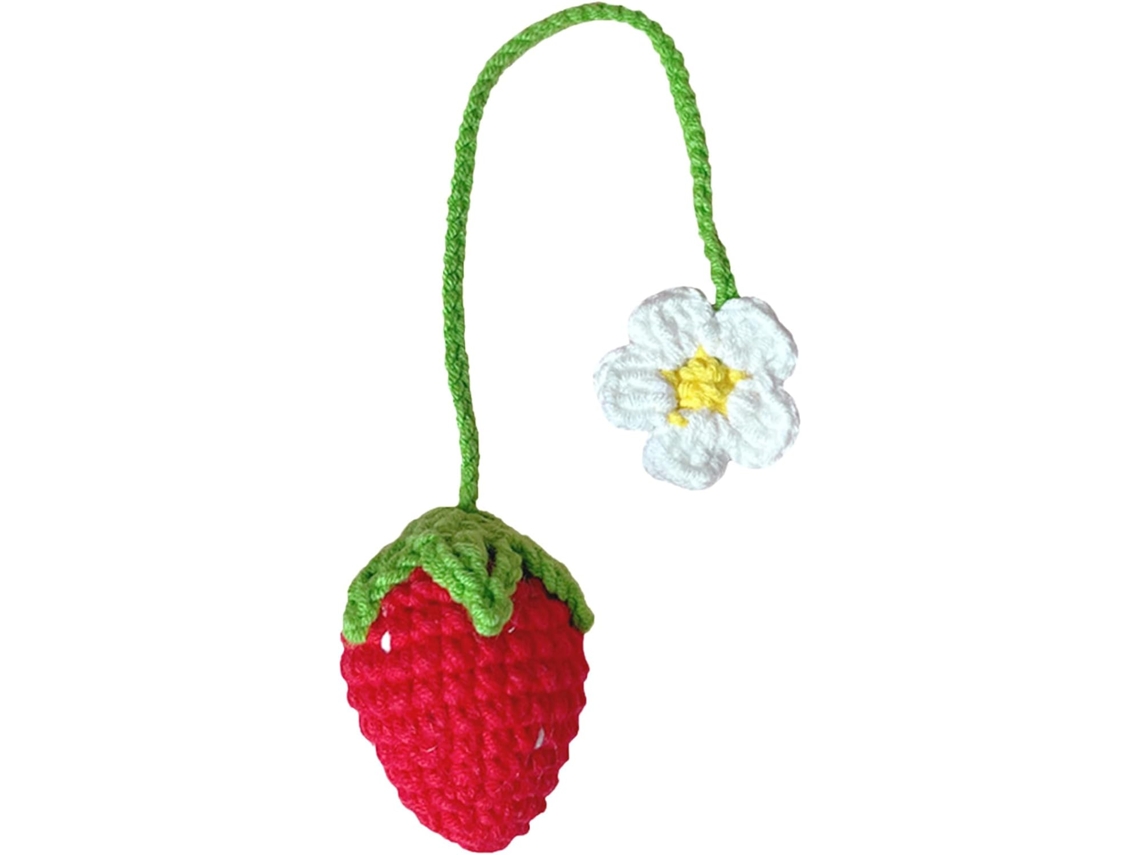 Pingente De Morango Em Crochê Com Lã Vermelha: Decoração Delicada E Elegante Para Pendurar.