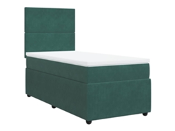 Cama com Molas/colchão 100x200 Cm Veludo Verde escuro MAISON EXCLUSIVE