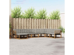 Vidaxl Conjunto De Sofás Para Exterior 8 Unid. Cinza Natural E Claro