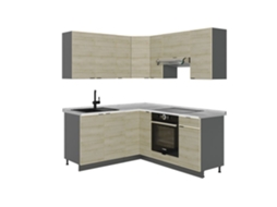 Cozinha Em Ângulo Fame Line, 160x190cm, Pt Mármore, Carvalho Lambrim/antracite, Antracite, Vicco