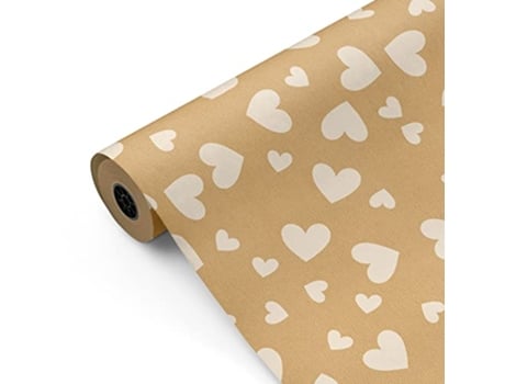 Bobina De Papel De Presente, Rolo Grande 62cm X 100m • Kraft Corações • Ideal Para Lojas Negócios Comércio Embalar Presentes Aniversários Fiesta Paper
