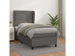 Vidaxl Cama com Molas/colchão 100x200 Cm Couro Artificial Cinzento
