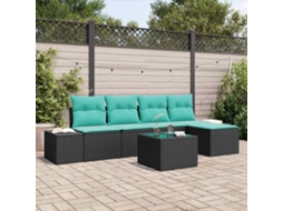 Vidaxl Conjunto De Sofá De Jardim 6 Unid. Preto Vime Pe