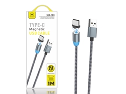 Cabo USB Type-C SJX 183 para Oppo A59 Magnético Rotação 360º 1M 2A Cinzento 