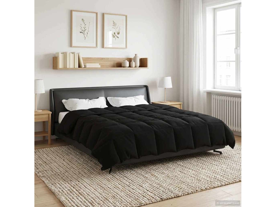 Vidaxl Edredom De Inverno 200 X 220 Cm Inverno Preto Respirável