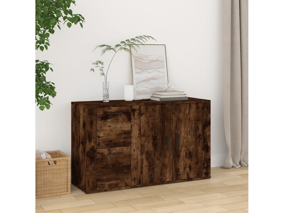 Aparador 100x33x59,5 cm Derivados de Madera de Roble Ahumado