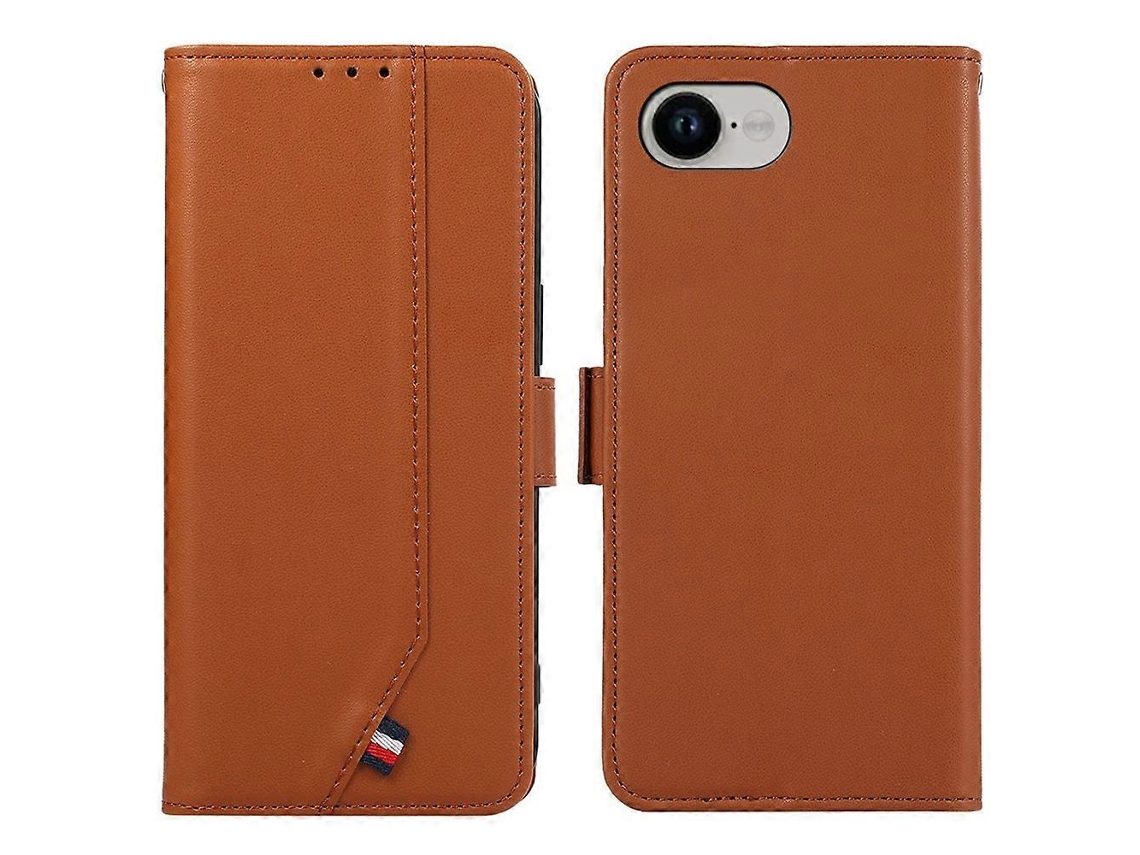 Capa Flip De Couro Com Bloqueio Rfid Para Iphone 16e - Marrom