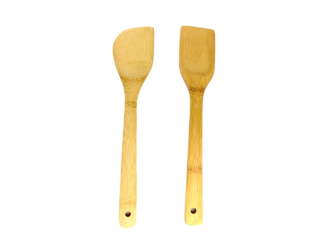 Elysve Pack De Utensílios De Cozinha Pá De Bambu Quadrada E Oblíqua 2 Peças