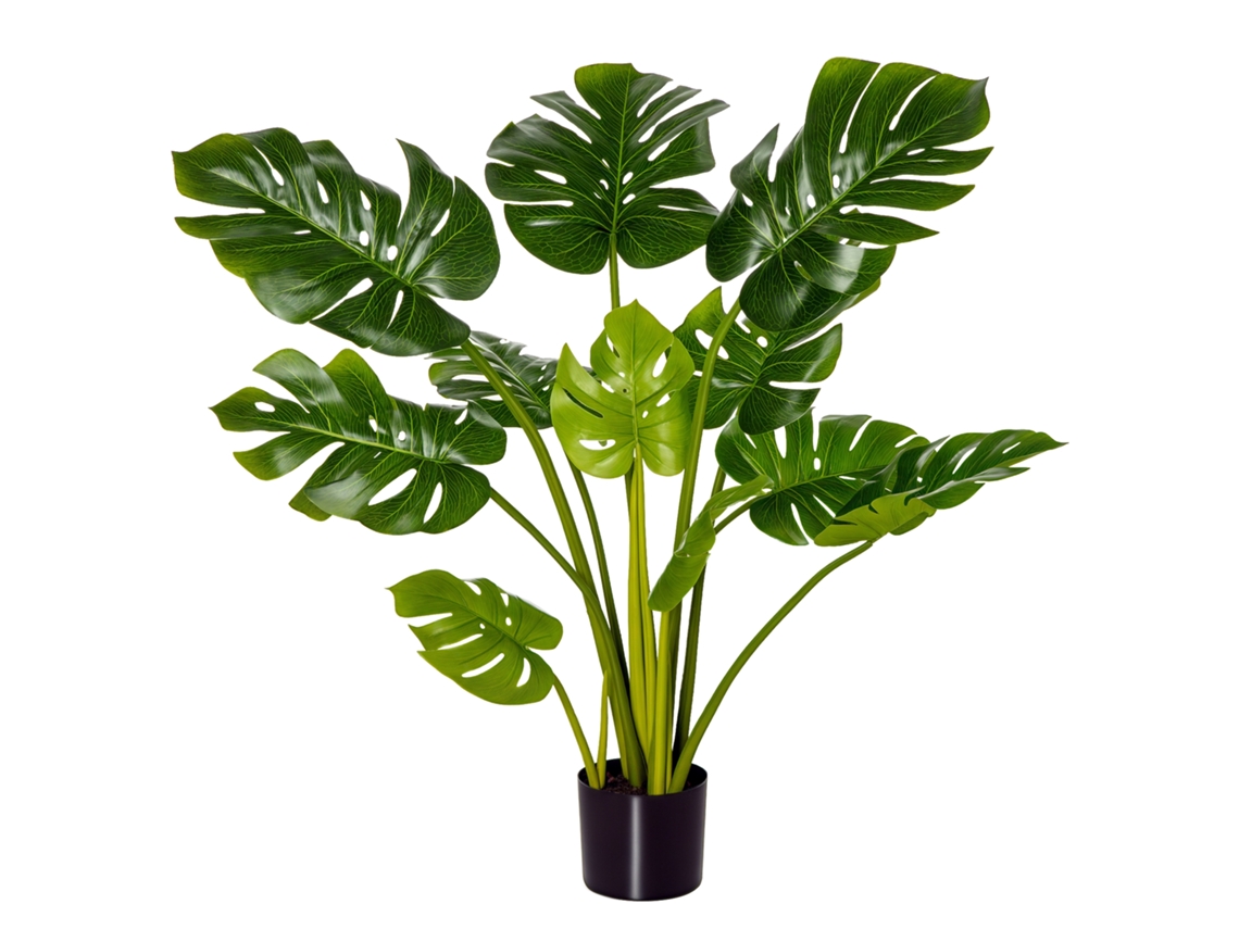 Plantas Artificiais Monstera de 110 Cm em Vaso, Árvore Decorativa para Interiores e Escritórios, de Plástico para Uso