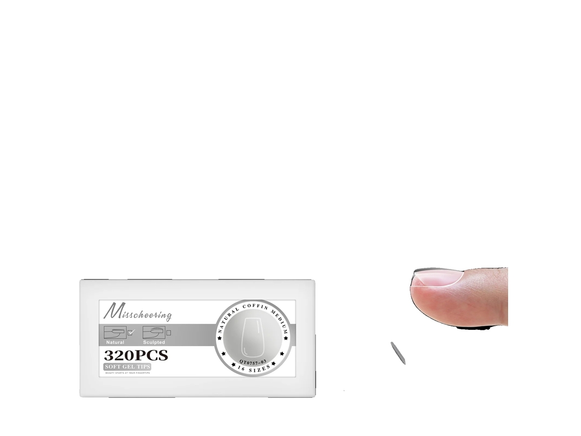 Unhas Postiças, 320 Pcs, Design Coffin Stiletto, 03