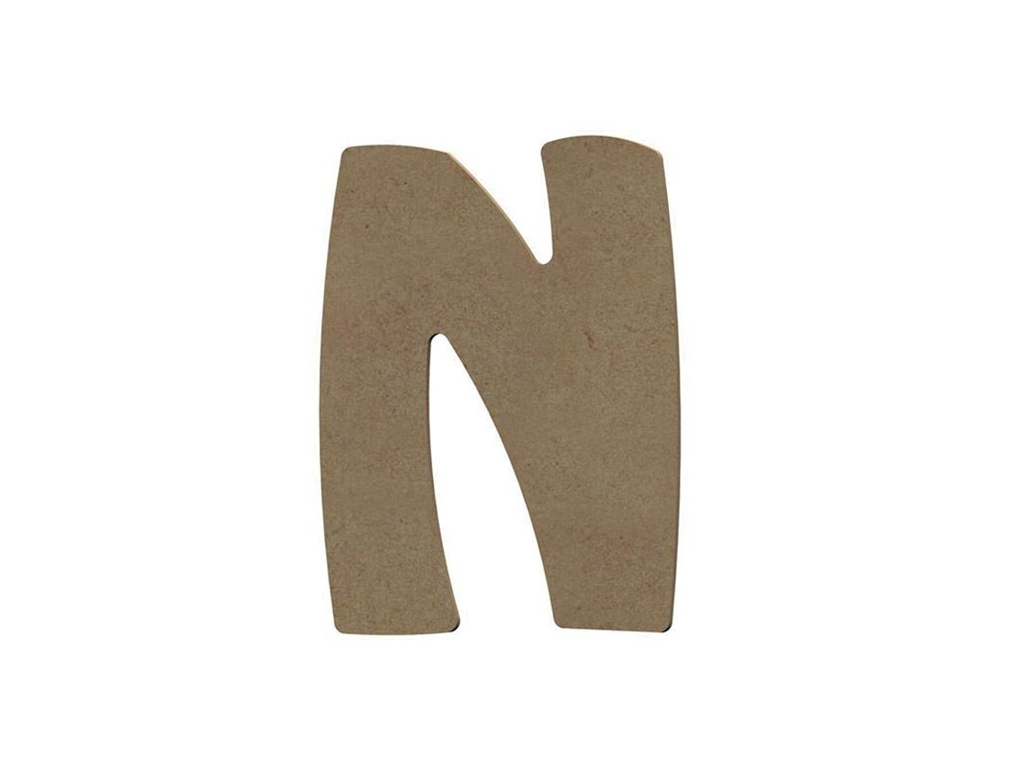 Letra maiúscula N em madeira MDF para decorar - 15 cm Gomille