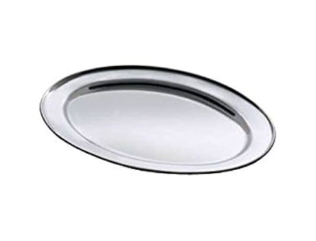 Prato de Servir SALVINELLI Oval Aço Inoxidável 45 X 30 Cm Próprio para Máquina de Lavar Louça