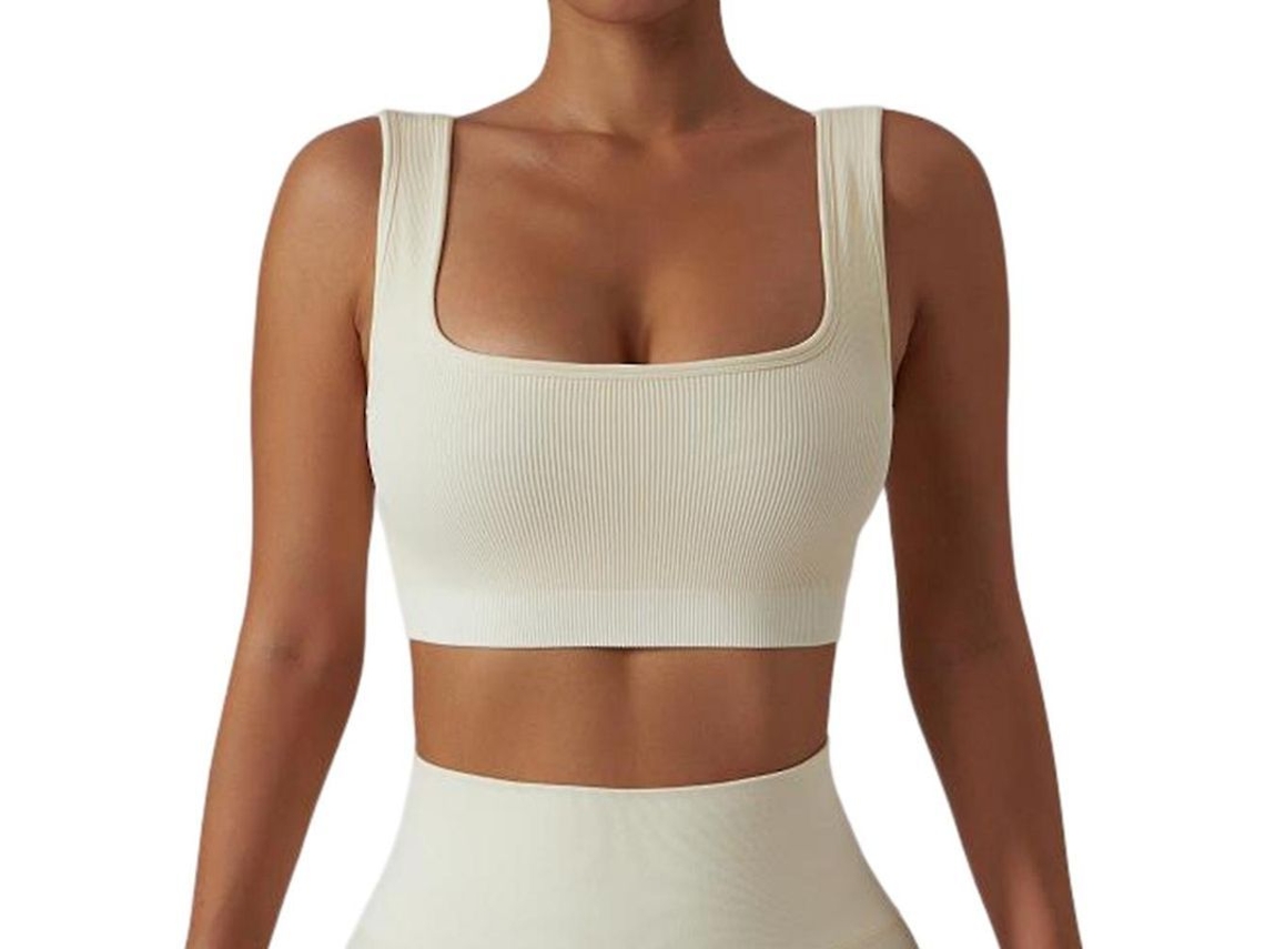 Top Tank com Regata e Sutiã Esportivo Simples Crop Top para Atividades Diárias e Esportes, Presente Ideal para Mulheres Branco (tamanhos S, M, L)