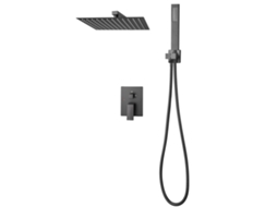Conjunto De Torneira De Chuveiro Com Cabeça Quadrada Tipo Chuva Succebuy Em Preto Mate